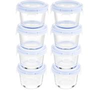 Amazon Basics ABL001 Contenitori in vetro da 120 ml, 4 unità, trasparenti con coperchi blu (Confezione da 2)
