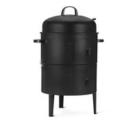 Amazon Basics Affumicatore a carbone verticale da 40,6 cm, griglia per barbecue, con termometro integrato, design a 2 strati, controllo regolabile dell'alimentazione d'aria, nero