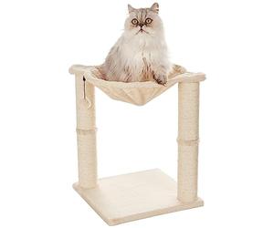 Amazon Basics Albero per gatti con amaca e palo tiragraffi, 40,6 x 50,8 x 40,6 cm, beige