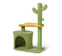 Amazon Basics - Albero Tiragraffi per Gatti e Gattini da Interni a Forma di Cactus,Colonna Tiragraffi con Piattaforma Curva e Accogliente Condominio, Pallina Oscillante Interattiva,Altezza 78cm,Verde