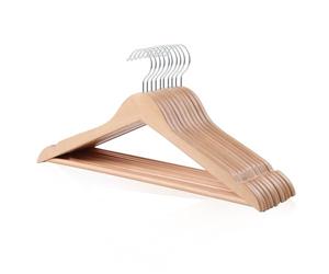Amazon Basics Appendiabiti in legno per abiti, naturale, confezioni da 10