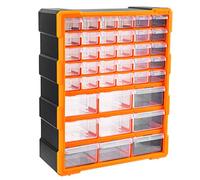 Amazon Basics Armadietto organizer per ferramenta e strumenti per fai da te, con montaggio a parete, 39 cassetti, Nero, 38 L x 15.9 W x 47.3 H cm (lunghezza x larghezza x altezza)