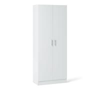 Amazon Basics Armadio da cucina, corridoio, grande armadio indipendente, grande armadio indipendente, dispensa stretta con 2 ante, ripiani regolabili, bianco, 60 x 31,5 x 152,5 cm