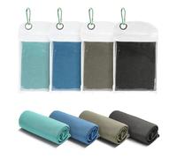 Amazon Basics Asciugamani Rinfrescanti da Palestra per Collo e Viso, Ideali per l'Allenamento, 102 cm x 31 cm, Confezione da 4, Nero/Grigio/Verde Acqua/Blu Navy