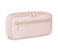 Amazon Basics Astuccio Multi-Scomparto, Portapenne Grande Capacità per Scuola e Ufficio, Taglia L, Tinta Unita Rosa Tenue