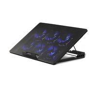 Amazon Basics Base di Raffreddamento per Laptop con 6 Ventole Silenziose, per Laptop da 12-17", con Porte USB A e USB C, Regolabile in Altezza