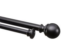 Amazon Basics Bastone doppio per tenda estensibile con terminali a sfera, diametro 19 mm, da 183 a 366 cm, nero