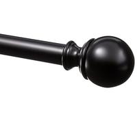 Amazon Basics Bastone per tenda estensibile con terminali a sfera, diametro 19 mm, da 183 a 366 cm, nero