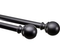 Amazon Basics Bastone per tenda estensibile con terminali a sfera, diametro 19 mm, da 91 a 183 cm, nero