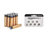Amazon Basics Batterie Alcaline Lr44 A Bottone, Confezione Da 6 & Pile Mini Stil