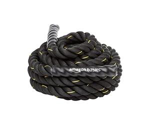 Amazon Basics Battle Rope da 3,8 cm x 9 m, fune pesante da allenamento, nero
