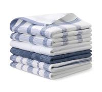 Amazon Basics Canovacci in 100% Cotone Biologico a Nido d'Ape - Ultra Assorbenti, Asciugatura Rapida, Strofinacci Anti-pelucchi, 38 x 64 cm, 6 Pezzi (assortiti Blu Navy, Bianco)