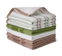 Amazon Basics Canovacci in 100% Cotone Biologico a Nido d'Ape - Ultra Assorbenti, Asciugatura Rapida, Strofinacci Anti-pelucchi, 38 x 64 cm, 6 Pezzi (assortiti Verde, Marrone, Bianco)
