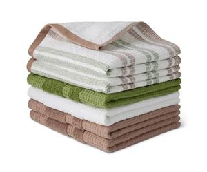 Amazon Basics Canovacci in 100% Cotone Biologico a Nido d'Ape - Ultra Assorbenti, Asciugatura Rapida, Strofinacci Anti-pelucchi, 38 x 64 cm, 6 Pezzi (assortiti Verde, Marrone, Bianco)