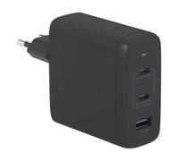 Amazon Basics Caricabatterie da Parete Nano GaN USB-C con Ricarica Rapida, 120W a 3 Porte per Laptop, Tablet e Smartphone, Nero