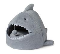Amazon Basics - Casetta per Gatti, Cuccia a Forma di Squalo per Gatti da Interno, Tenda per Gatti con Cuscino Imbottito Lavabile, Lettino per Gattini Vivaci, 43,2cm x 40,6cm x 35,6cm, Grigio