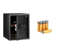 Amazon Basics Cassaforte elettronica in acciaio con serratura digitale programmabile, per gioielli, denaro e oggetti di valore, 43 l, 35 x 33 x 42 cm + Amazon basics confezione da 8 AA