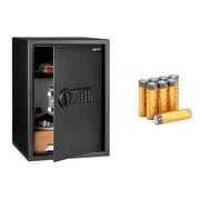 Amazon Basics Cassaforte elettronica in acciaio con serratura digitale programmabile, per gioielli, denaro e oggetti di valore, 51 litri, 35 x 33 x 50 cm + Amazon basics confezione da 8 AA