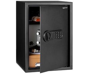 Amazon Basics Cassaforte elettronica in acciaio con serratura digitale programmabile, per gioielli, denaro e oggetti di valore, 51 litri, 35 x 33 x 50 cm (larghezza x profondità x altezza), nero