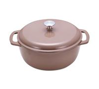 Amazon Basics Casseruola Rotonda in Ghisa Smaltata con Coperchio, 4,1 L, Argilla