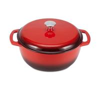 Amazon Basics Casseruola Rotonda in Ghisa Smaltata con Coperchio, 4,1 L, Rosso