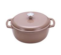 Amazon Basics Casseruola Rotonda in Ghisa Smaltata con Coperchio, 5,7 L, Argilla