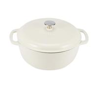 Amazon Basics Casseruola Rotonda in Ghisa Smaltata con Coperchio, 5,7 L, Bianco
