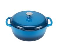 Amazon Basics Casseruola Rotonda in Ghisa Smaltata con Coperchio, 5,7 L, Blu