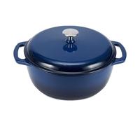 Amazon Basics Casseruola Rotonda in Ghisa Smaltata con Coperchio, 5,7 L, Blu Navy