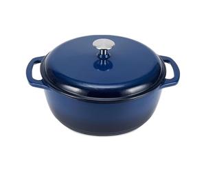 Amazon Basics Casseruola Rotonda in Ghisa Smaltata con Coperchio, 5,7 L, Blu Navy