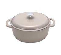 Amazon Basics Casseruola Rotonda in Ghisa Smaltata con Coperchio, 5,7 L, Grigio Lino