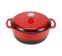 Amazon Basics Casseruola Rotonda in Ghisa Smaltata con Coperchio, 5,7 L, Rosso