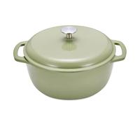 Amazon Basics Casseruola Rotonda in Ghisa Smaltata con Coperchio, 5,7 L, Verde Oliva