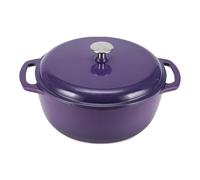 Amazon Basics Casseruola Rotonda in Ghisa Smaltata con Coperchio, 5,7 L, Viola