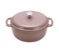 Amazon Basics Casseruola Rotonda in Ghisa Smaltata con Coperchio, 6,9 L, Argilla