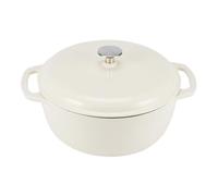 Amazon Basics Casseruola Rotonda in Ghisa Smaltata con Coperchio, 6,9 L, Bianco