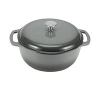 Amazon Basics Casseruola Rotonda in Ghisa Smaltata con Coperchio, 6,9 L, Grigio