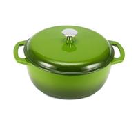 Amazon Basics Casseruola Rotonda in Ghisa Smaltata con Coperchio, 6,9 L, Verde