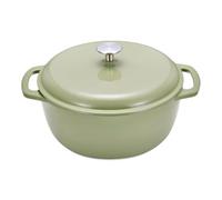Amazon Basics Casseruola Rotonda in Ghisa Smaltata con Coperchio, 6,9 L, Verde Oliva