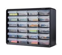 Amazon Basics Cassettiera Portaminuteria, Organizzatore in Plastica 24 Cassetti con Divisori per Ufficio/Attrezzi/Minuteria, Montabile a Parete, 16 x 54,1 x 40,1 cm, Nero