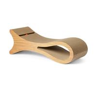 Amazon Basics Cat Scratcher Lettino da salotto per gatti da interno a forma di tiragraffi per gatti,tappetino in cartone ondulato con palla interattiva e catnip,certificato FSC,87,1 x 30 x 30cm, legno