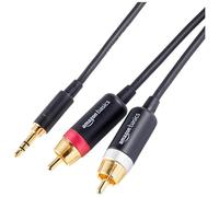 Amazon Basics Cavo audio adattatore da Aux 3,5 a 2 RCA per amplificatori, casse attive, con connettori placcati oro, 4.6 m, Nero