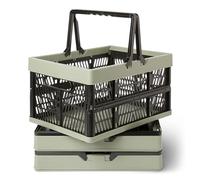 Amazon Basics Cestini per la Spesa/Portaoggetti Pieghevoli con Manici, 25L, Confezione da 3