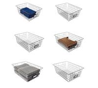 Amazon Basics Cestini portaoggetti in filo metallico per stoccaggio, confezione da 6, Piccolo, Nero