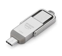 Amazon Basics - Chiavetta USB di memoria con doppia porta USB-C e A, da 128 GB, Argento