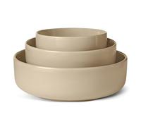 Amazon Basics Ciotole in Gres Smaltato, Set di 3 Pezzi, Lavabili in Lavastoviglie, Grigio Lino