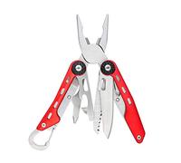 Amazon Basics Coltello multiuso 10 in 1 in acciaio inossidabile con blocco di sicurezza e custodia in nylon, 10.4 x 4.5 x 2.03 cm, Rosso