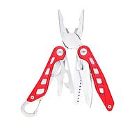 Amazon Basics Coltello multiuso 8 in 1 in acciaio inossidabile con blocco di sicurezza e custodia in nylon, Rosso