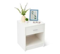 Amazon Basics, Comodino, Comodino a 1 Cassetto, Mobile per Camera da Letto, Bianco, 47cm x 40cm x 36cm