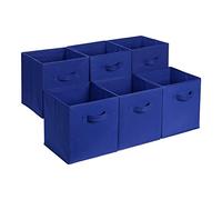Amazon Basics Confezione da 6 cubi portaoggetti pieghevoli in tessuto, contenitori con maniglie, Blu navy, 33 x 33 x 33 cm